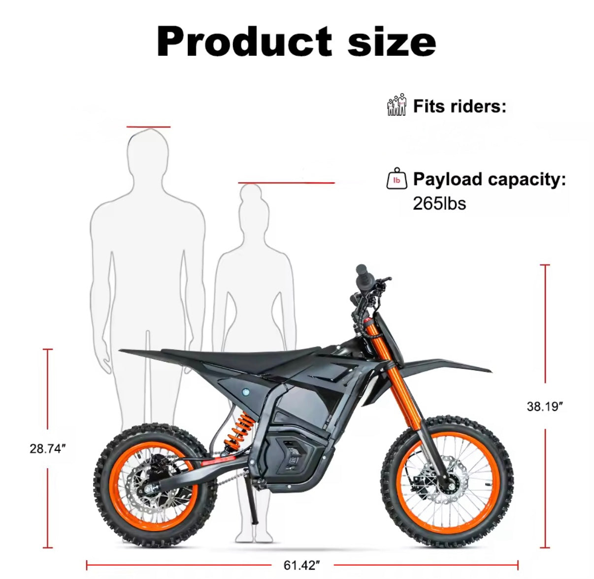CE Trik Pit Bike 3000 Mid Drive 38MPH 14/12 " Wheels